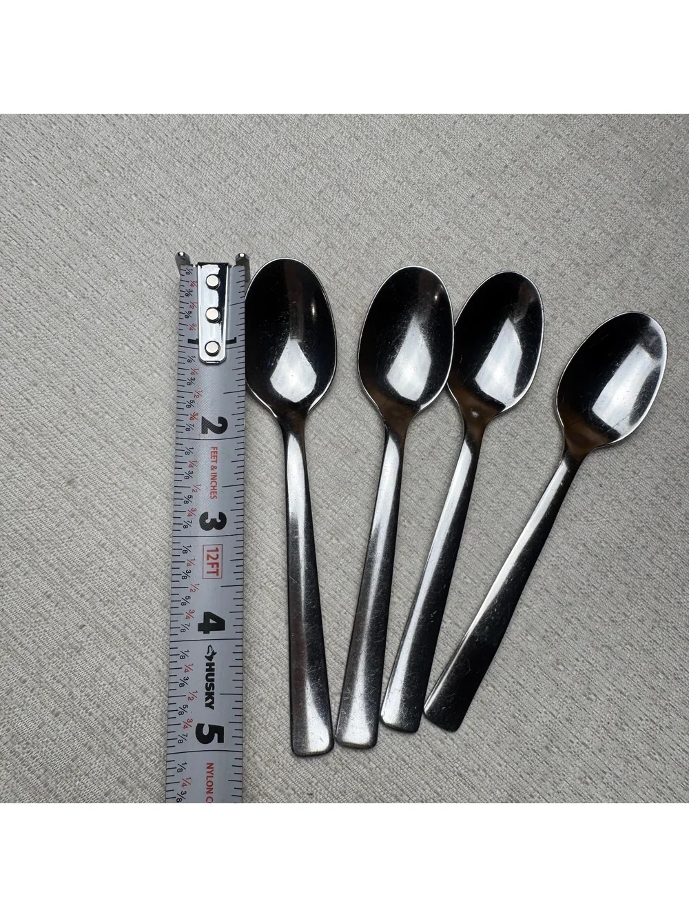 Vintage Inox Stainless Steel Demitasse Spoons Set of 4 Mid Century Coffee Spoons